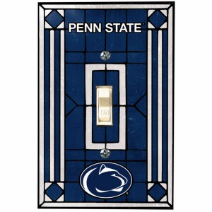 painted glass single switch plate cover with Penn State and Athletic Logo